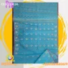 Sky Blue Half-Silk soft Traditional Jamdani Saree-জামদানী শাড়ী - Image 4