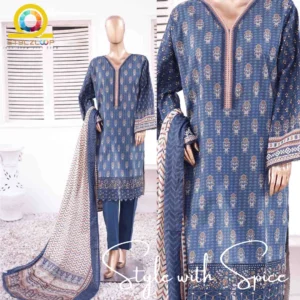 3 Piece Stitched Embroidered Suit | Bin-ST-03