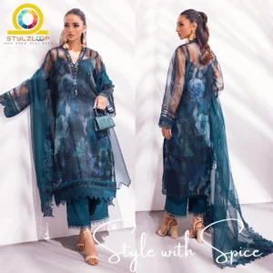 3 PC Embroidered & Embellished Printed Chiffon Shirt | NU-UN-COCOLOVE