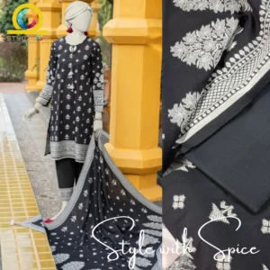 3 PC J. BLACK JACQUARD UNSTITCHED | JLAWN-UN-03