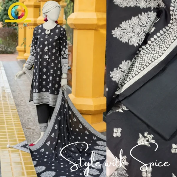 3 PC J. BLACK JACQUARD UNSTITCHED | JLAWN-UN-03