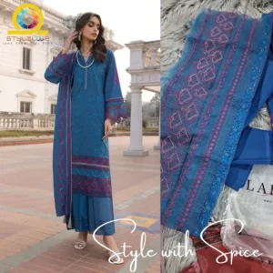 3 Piece Unstitched Embroidered Lawn| LG-EA-0460