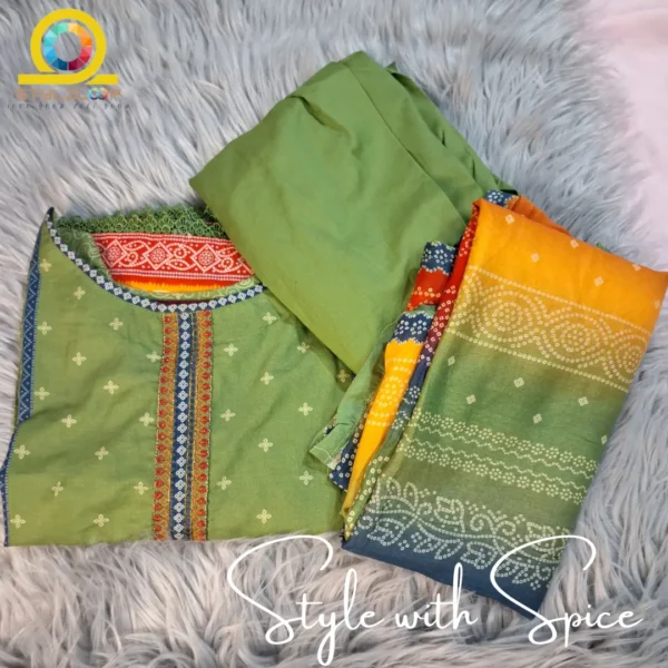 3 Piece Stitched Embroidered Suit | Bin-ST-04 - Image 2