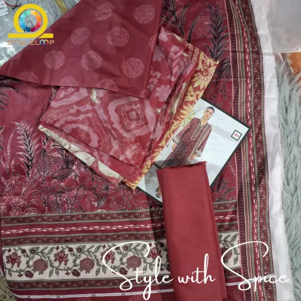 3 PC Komal Prints With Printed Chiffon Dupatta | LG-MM-0106 - Image 2