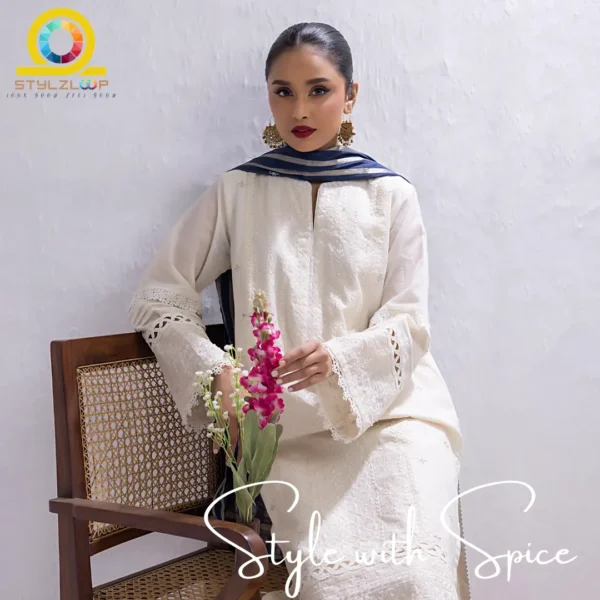 3 PC Ready to wear Embroidered Luxury Pret | LG-SK-0107 - Image 2