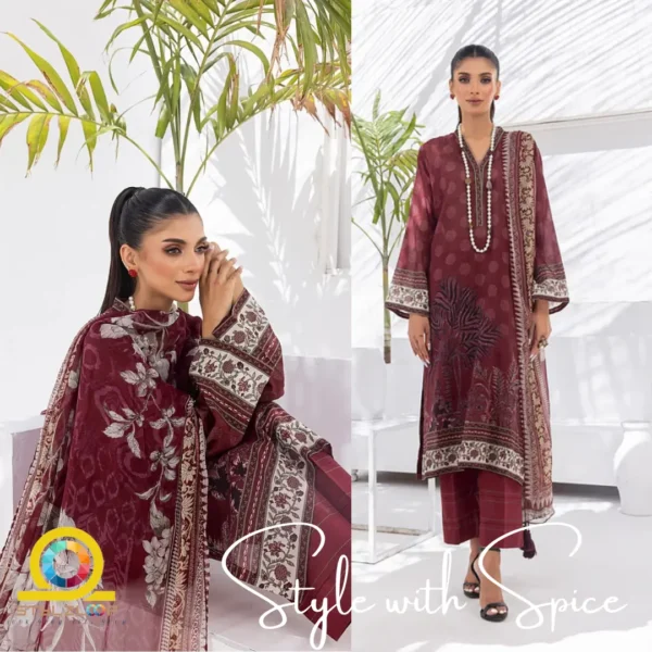 3 PC Komal Prints With Printed Chiffon Dupatta | LG-MM-0106 - Image 3