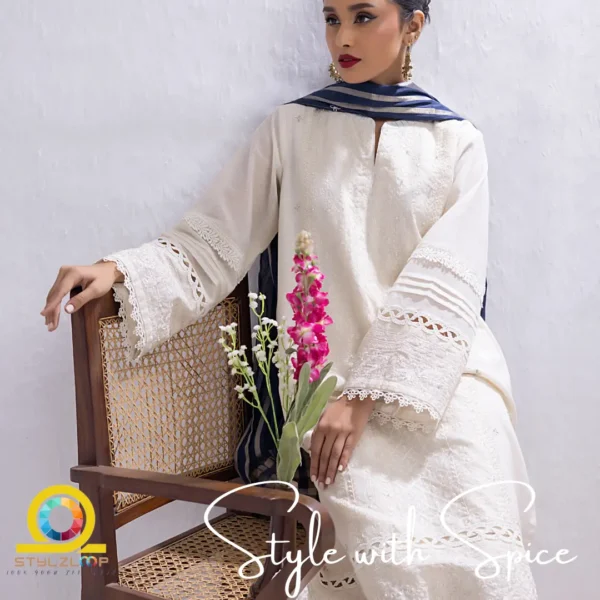 3 PC Ready to wear Embroidered Luxury Pret | LG-SK-0107 - Image 3