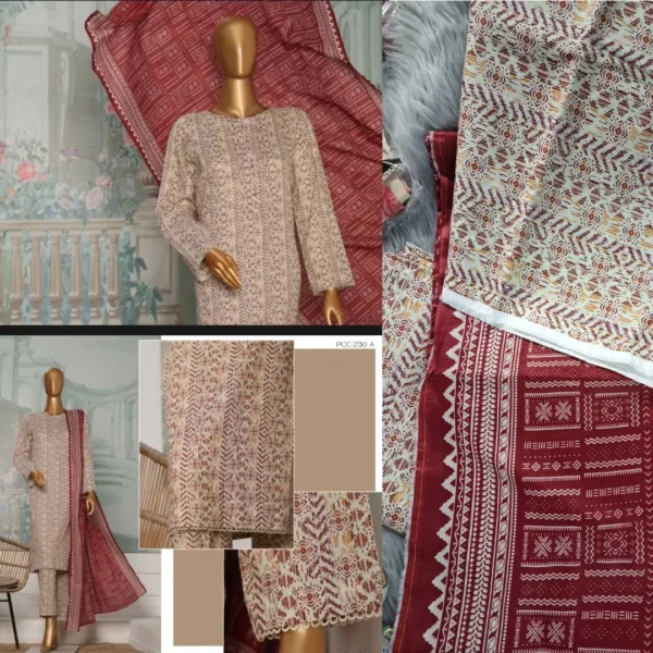 3 Piece Unstitched - Platinum Co-ords Digital Printed Suit-02 - Image 3
