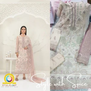 3 Piece Semi-Stitched Fancy Embroidered Chiffon Shirt | CALA-UN-03
