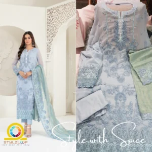3 Piece Semi-Stitched Fancy Embroidered Chiffon Shirt | CALA-UN-05