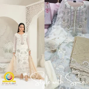 3 Piece Semi-Stitched Fancy Embroidered Chiffon Shirt | CALA-UN-06