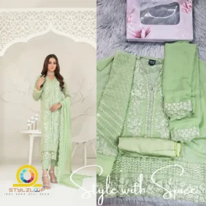 3 Piece Semi-Stitched Fancy Embroidered Chiffon Shirt | CALA-UN-01