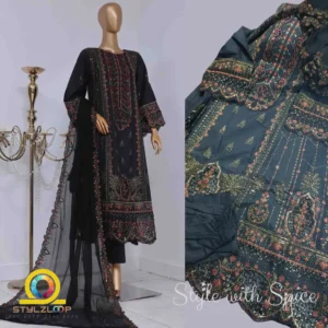 Bin Saeed 3 Piece Luxury Frock Style Suit
