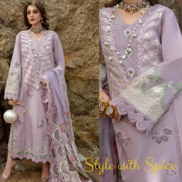 3 Piece Unstitched Crimson Chiffon Fancy | CF-UN-11 - Image 3
