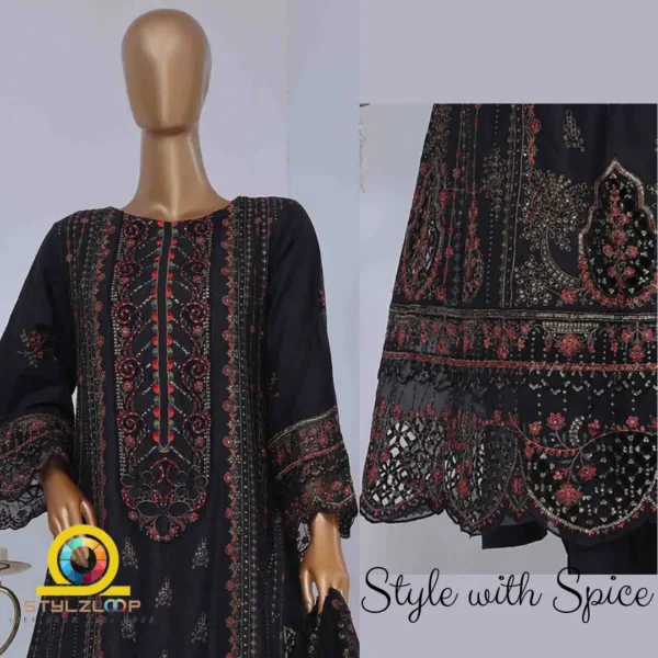 3 Piece Luxury Frock Style Suit | Bin-ST-05 - Image 2
