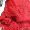 3 Piece Bright Red Color Luxury Frock Style Suit