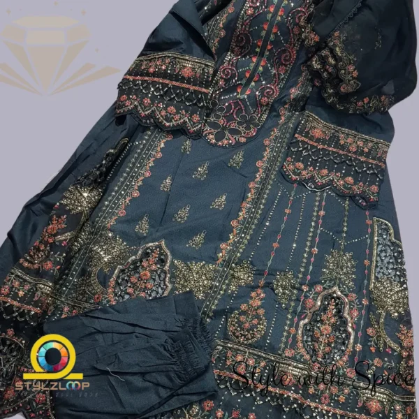 3 Piece Luxury Frock Style Suit | Bin-ST-05 - Image 4