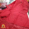 3 Piece Bright Red Color Luxury Frock Style Suit | Bin-ST-06 - Image 4