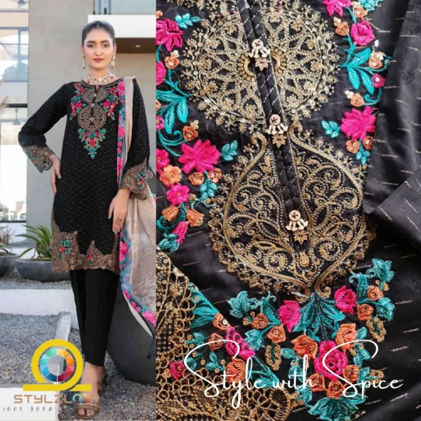 3 Piece Stitched Elegant Lawn Collection | Calafia-ST-04