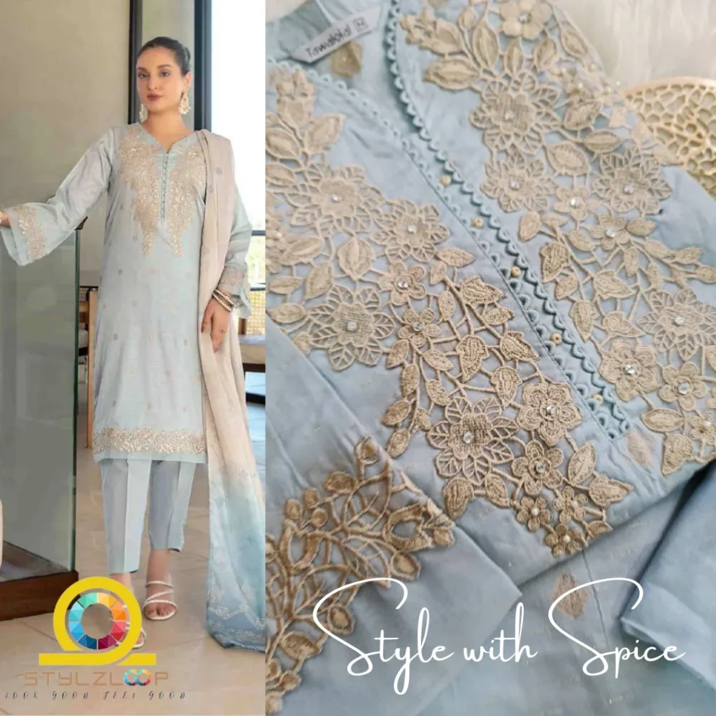 3 Piece Stitched Elegant Lawn Collection | Calafia-ST-05