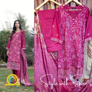3 Piece Stitched Embroidered Lawn Collection | Bahar-ST-02