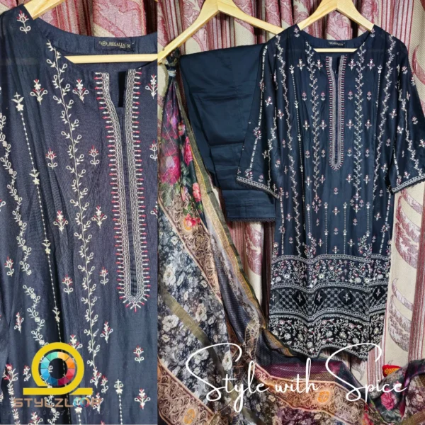 3 Piece Stitched Embroidered Lawn Collection | Bahar-ST-03