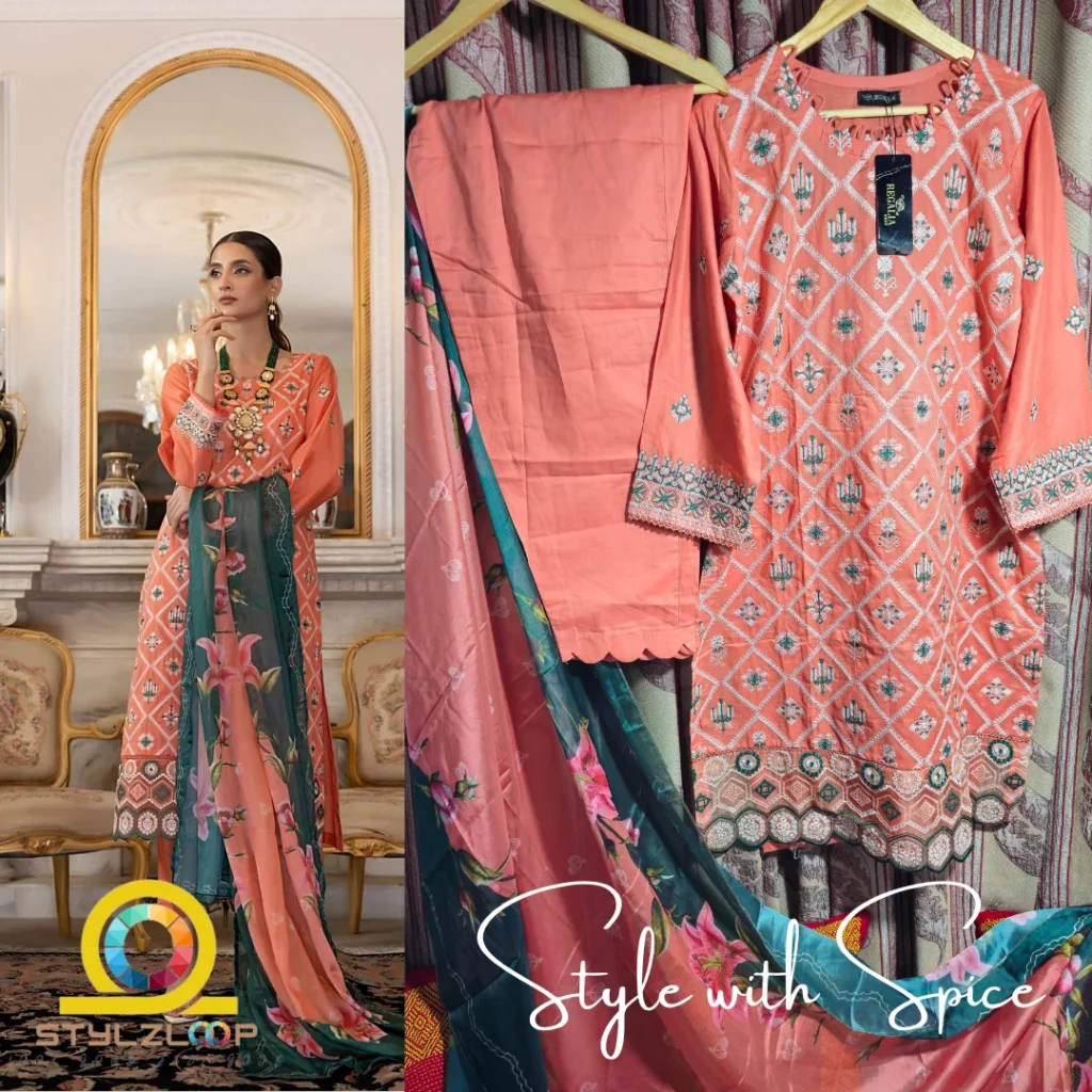 3 Piece Stitched Embroidered Lawn Collection | Bahar-ST-04