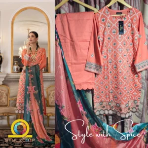 3 Piece Stitched Embroidered Lawn Collection | Bahar-ST-04