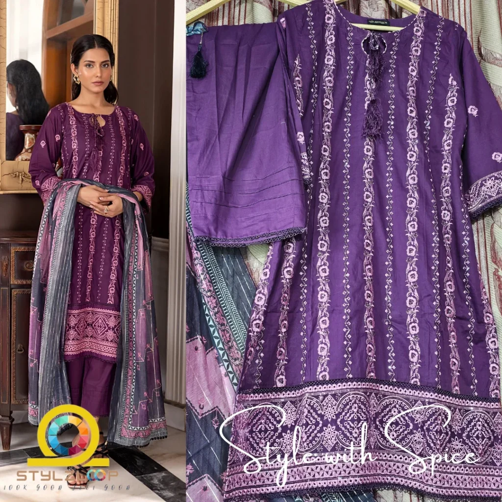 3 Piece Stitched Embroidered Lawn Collection | Bahar-ST-07