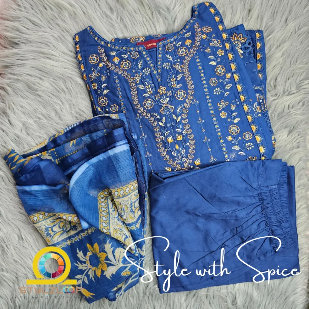 3 Piece Stitched Embroidered Suit | Bin-ST-05