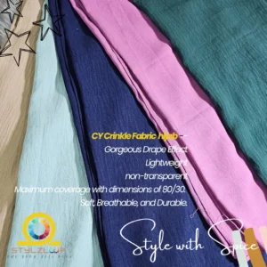 Elevate your everyday elegance with CY Crinkle Hijabs — a perfect blend of luxurious drape, comfort, and timeless style.