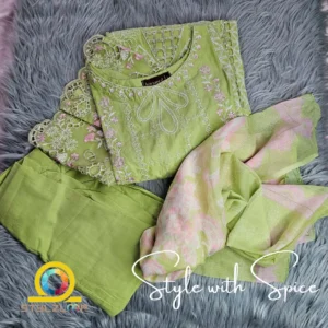 3 Piece Stitched Embroidered Suit | Bin-ST-06