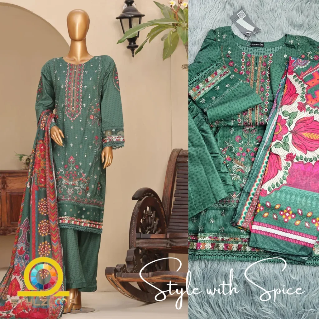 3 PC Stitched Sadabahar Emb Suit| SB-ST-01