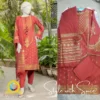 3 PC J. Maroon Jacquard Stitched | JLAWN-ST-06