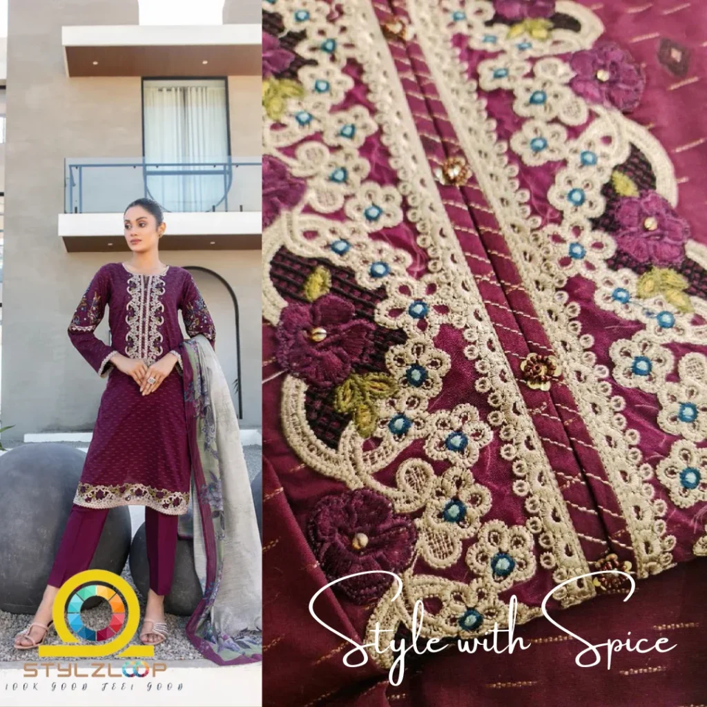 3 Piece Stitched Elegant Lawn Collection | Calafia-ST-01