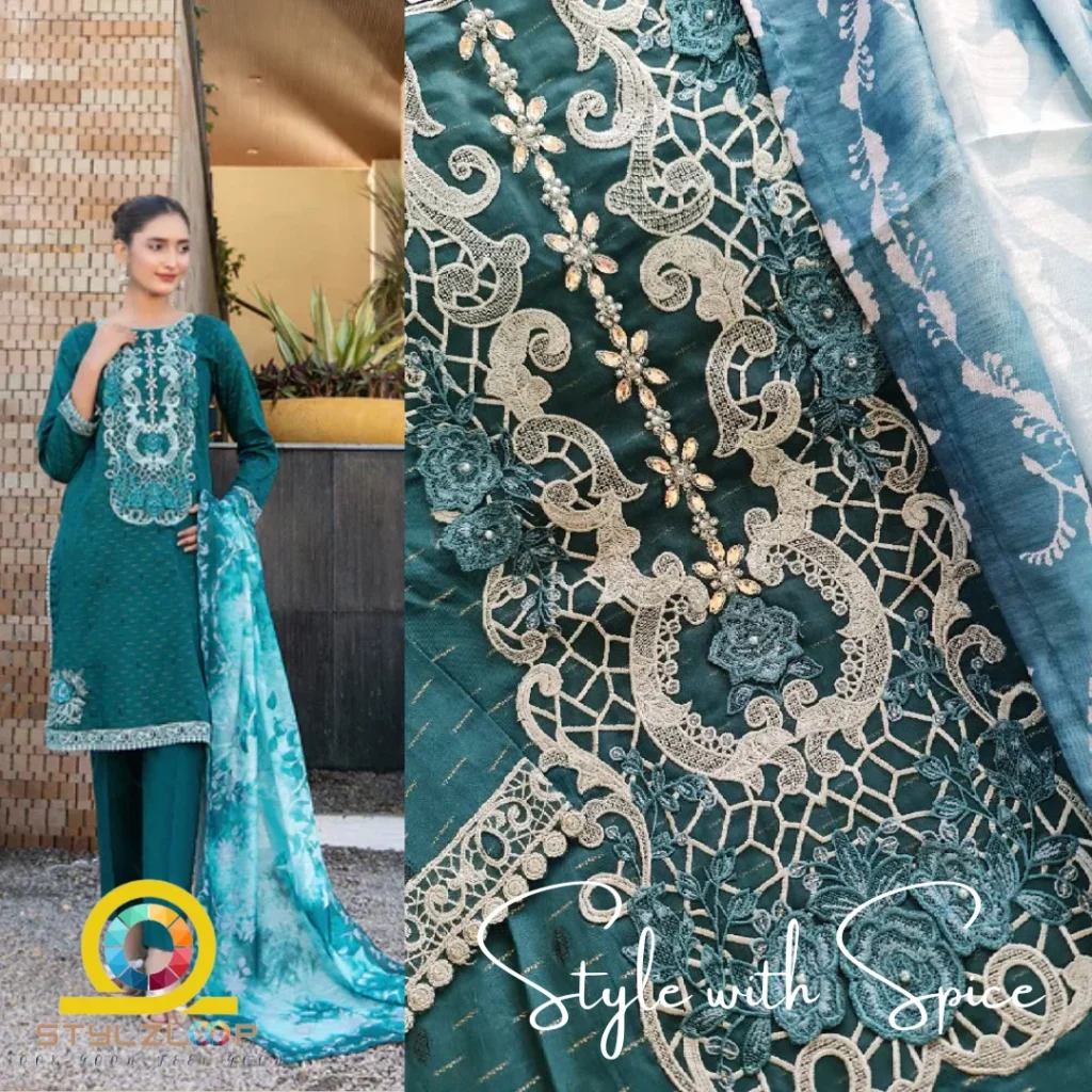 3 Piece Stitched Elegant Lawn Collection | Calafia-ST-02
