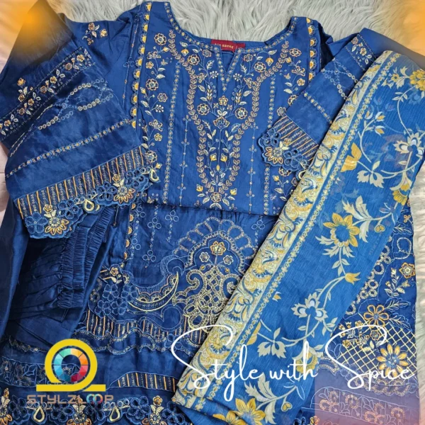 3 Piece Stitched Embroidered Suit | Bin-ST-05 - Image 2