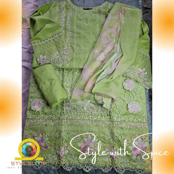 3 Piece Stitched Embroidered Suit | Bin-ST-06 - Image 2