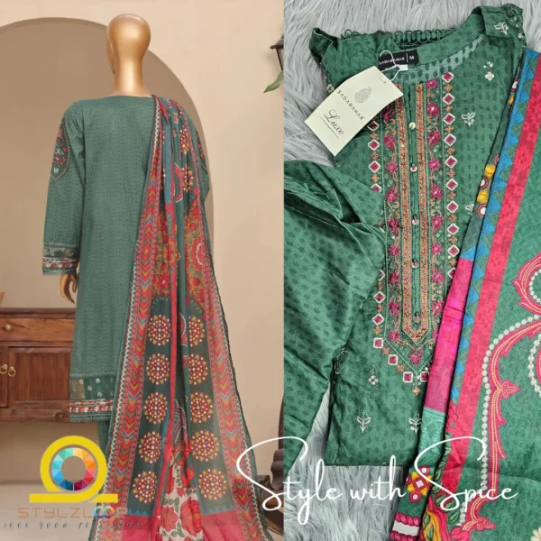 3 Piece Stitched Embroidered Suit | SB-ST-01 - Image 2