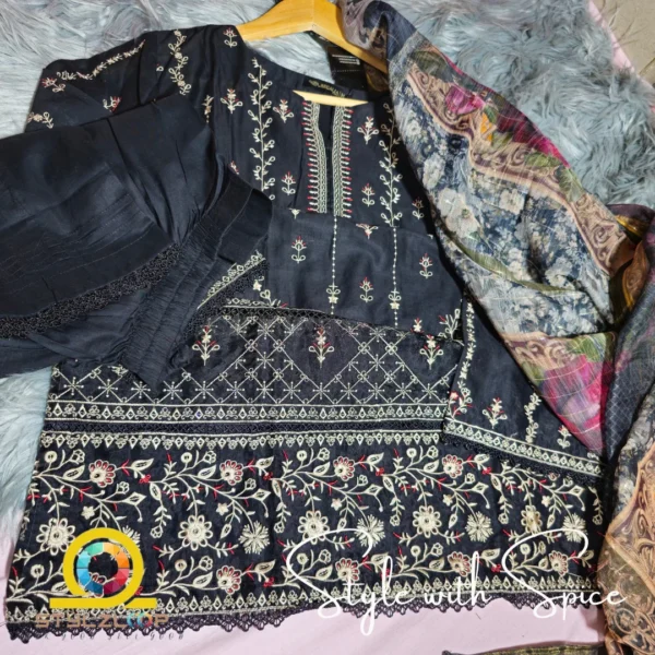 3 Piece Stitched Embroidered Lawn Collection | Bahar-ST-03 - Image 2