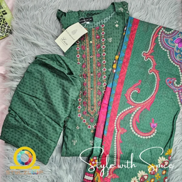 3 Piece Stitched Embroidered Suit | SB-ST-01 - Image 3