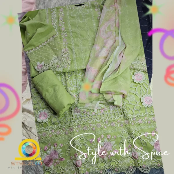 3 Piece Stitched Embroidered Suit | Bin-ST-06 - Image 4
