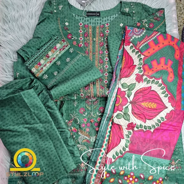3 Piece Stitched Embroidered Suit | SB-ST-01 - Image 4
