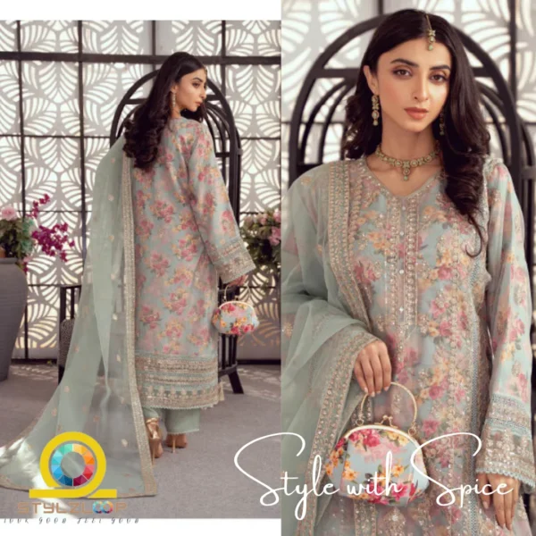 3 Piece Stitched Elegant Organza Collection | Seraphina-ST-04 - Image 2